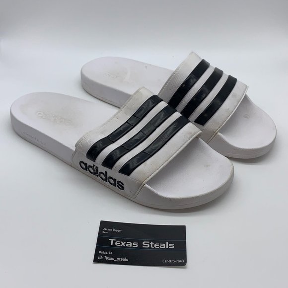 adidas white and black slides